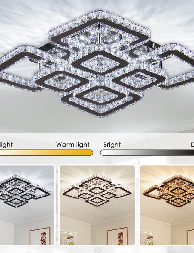 K9 Crystal LED Square Restaurant Ceiling Light