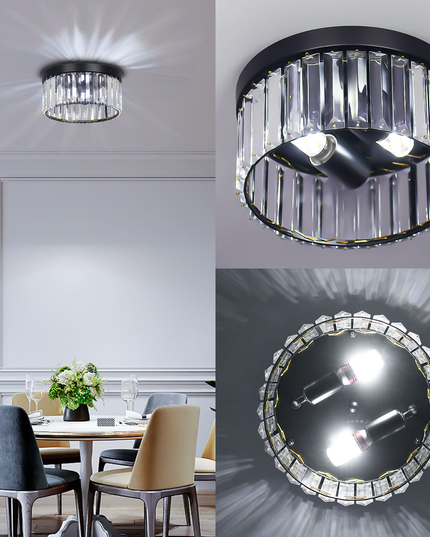 LED Ceiling Light Luxury Black K9 Crystal Chandelier