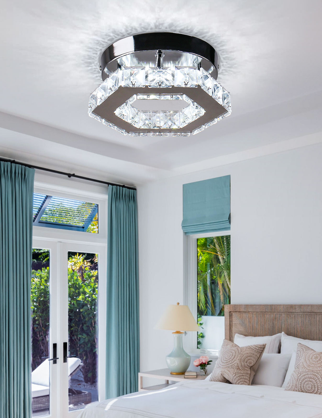 LED Pendant Light Hexagonal Crystal Ceiling Light
