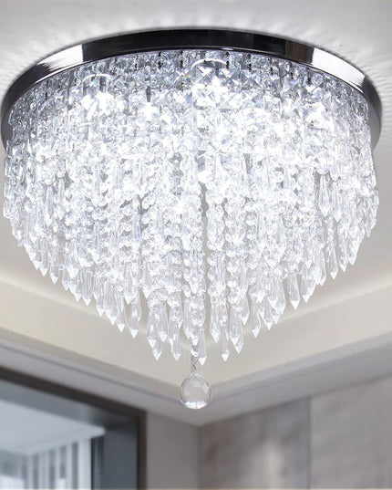 LED Crystal Flush Mount Ceiling Light – White Light