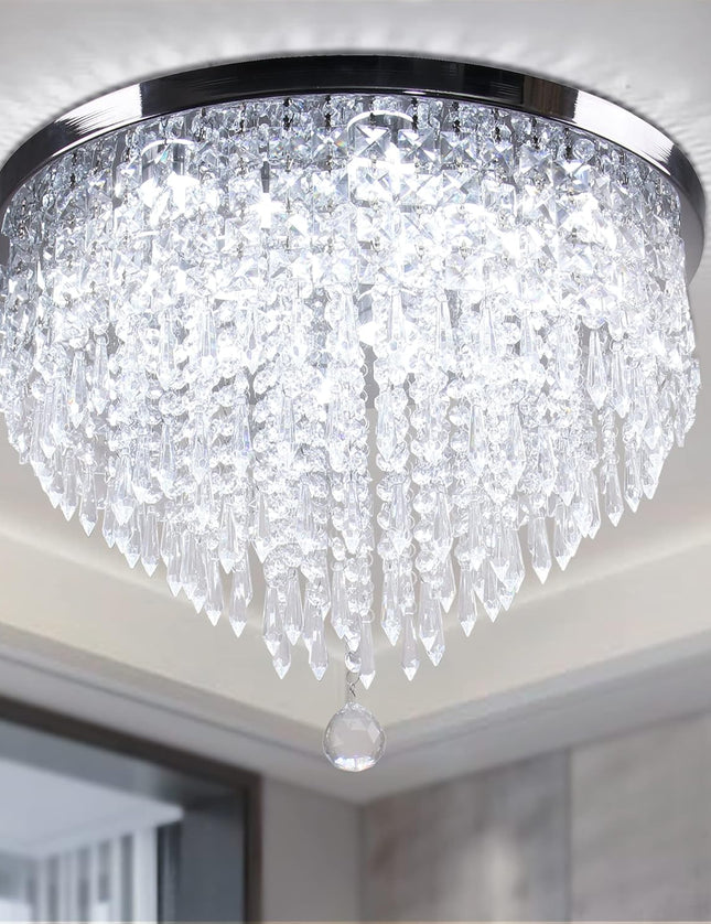 LED Crystal Flush Mount Ceiling Light – White Light