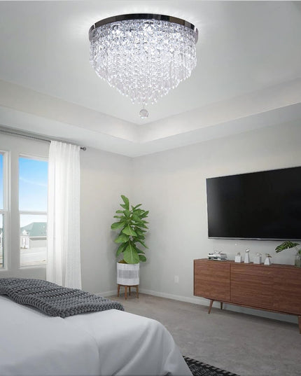 LED Crystal Flush Mount Ceiling Light – White Light