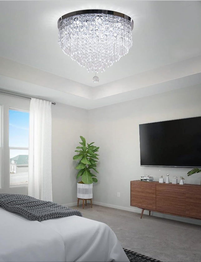 LED Crystal Flush Mount Ceiling Light – White Light