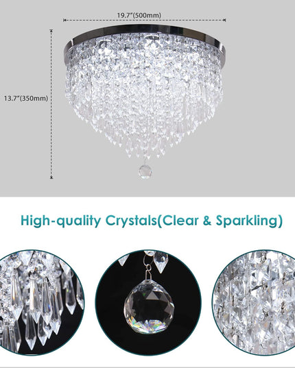 LED Crystal Flush Mount Ceiling Light – White Light