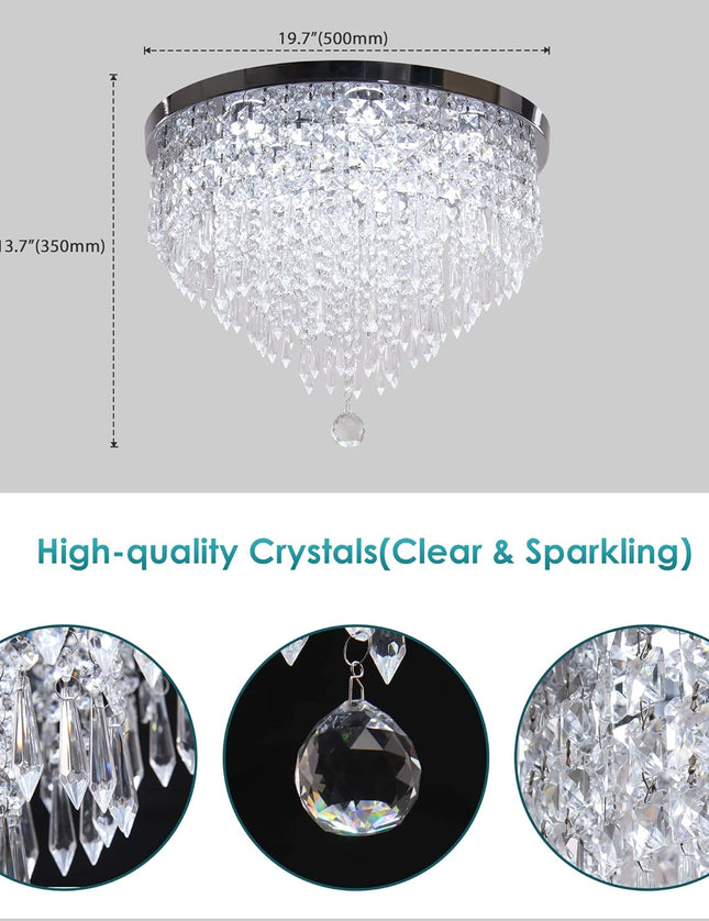 LED Crystal Flush Mount Ceiling Light – White Light
