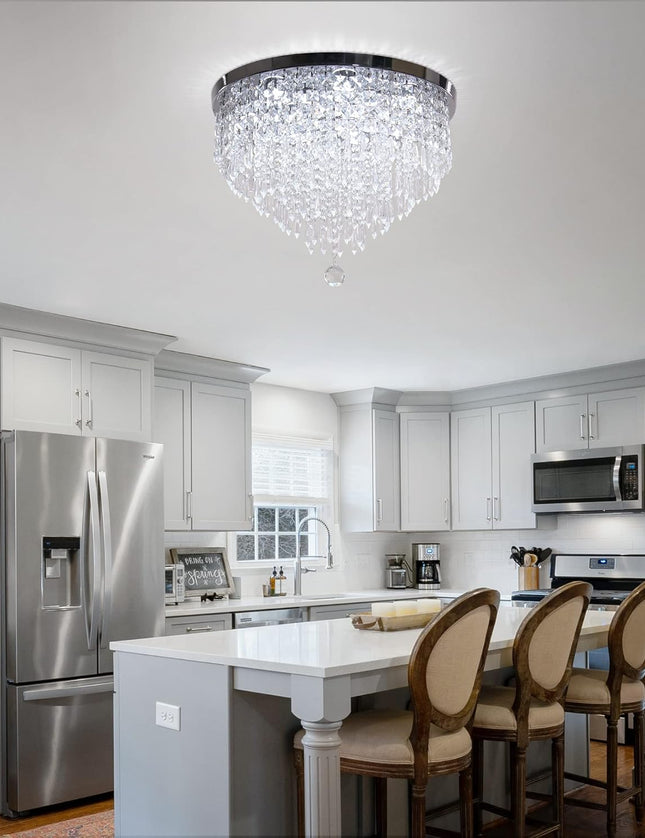 LED Crystal Flush Mount Ceiling Light – White Light