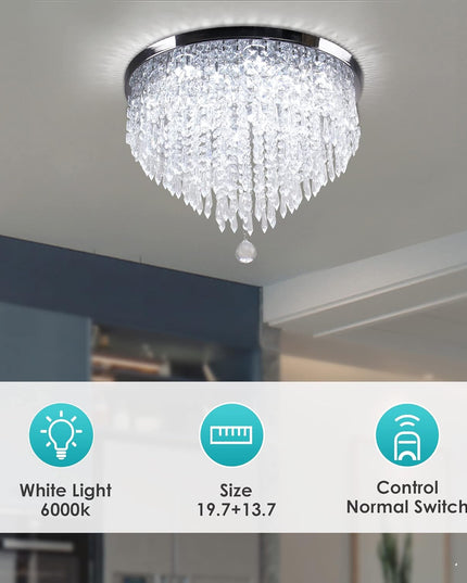 LED Crystal Flush Mount Ceiling Light – White Light