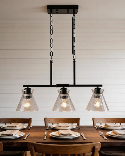 3-Light Adjustable Crystal Chandelier – Black