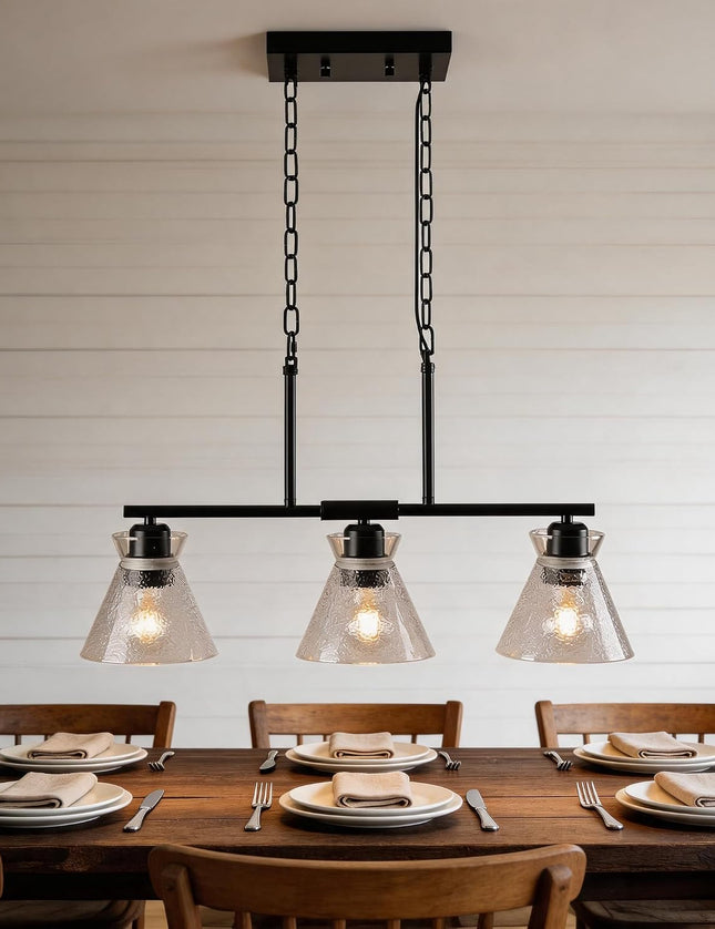 3-Light Adjustable Crystal Chandelier – Black