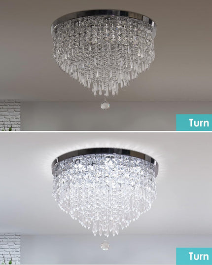 LED Crystal Flush Mount Ceiling Light – White Light