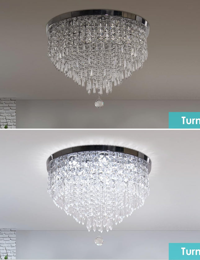 LED Crystal Flush Mount Ceiling Light – White Light