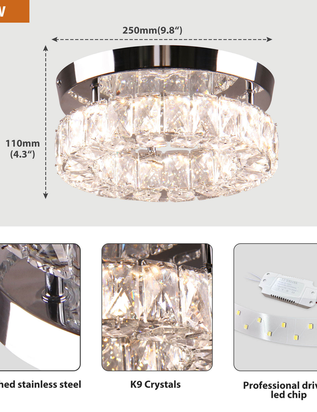 9.8'' round LED Ceiling Light