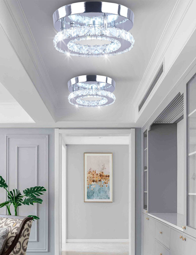 Small Round Crystal Chandelier with Switch Control