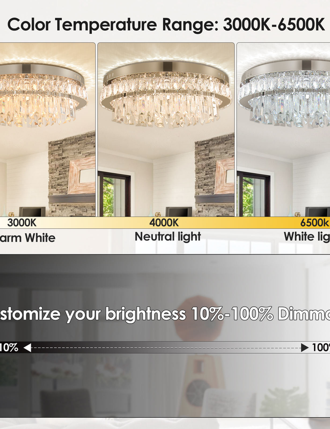 19.6'' Modern Luxury Crystal Hanging Chandelier