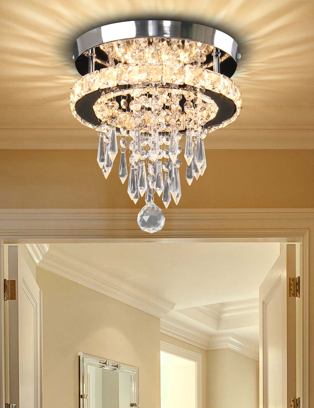 Small Round Modern K9 Crystal Ceiling Light