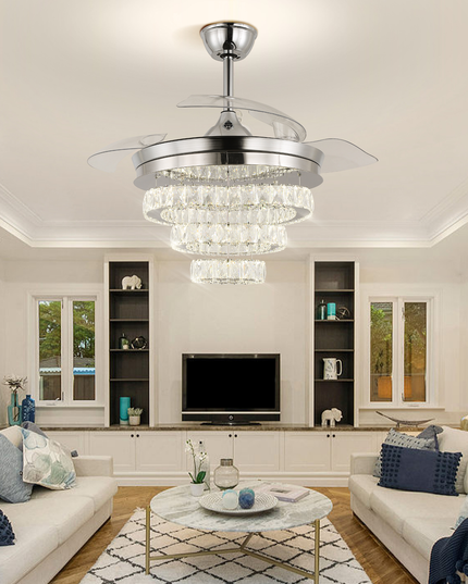 42'' Modern K9 Crystal LED Ceiling Fan with Light