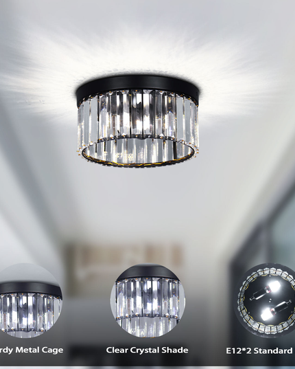 LED Ceiling Light Luxury Black K9 Crystal Chandelier