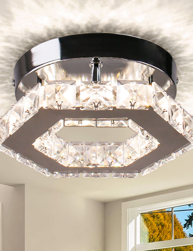 LED Pendant Light Hexagonal Crystal Ceiling Light