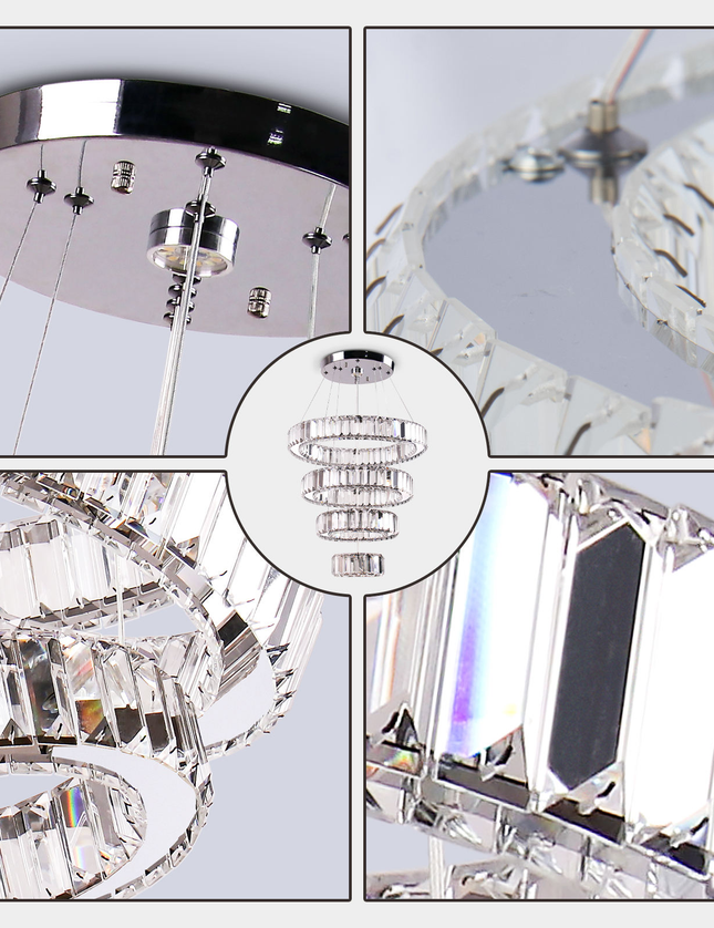 Modern Luxury 4-Ring Pendant Chandelier