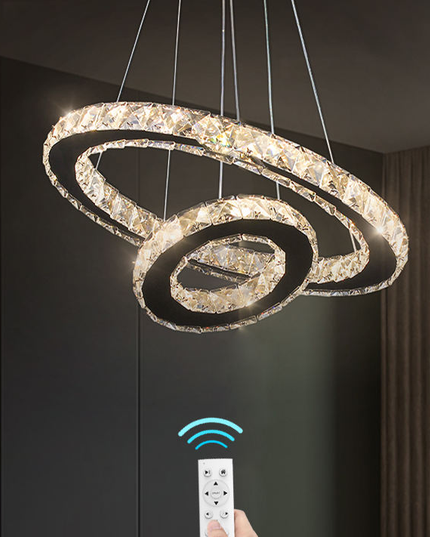 Modern 3-Ring Round K9 Crystal Pendant Chandelier