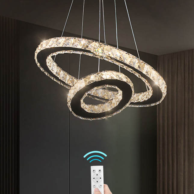 Modern 3-Ring Round K9 Crystal Pendant Chandelier