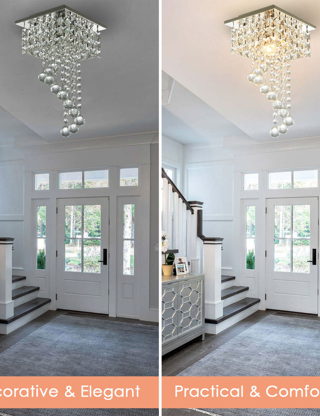 Chandelier Square Shape Crystal Ceiling Light