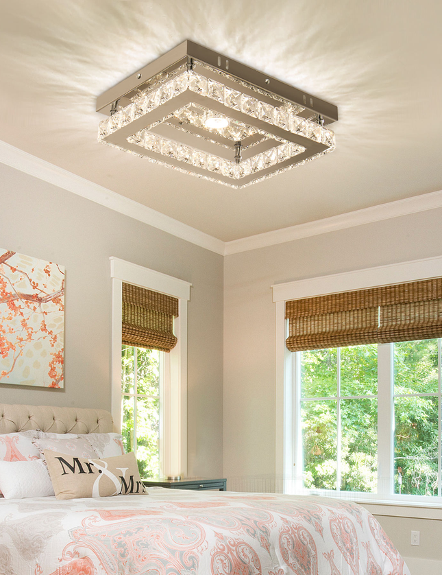 Luxury LED Single Rectangular Crystal Ceiling Light