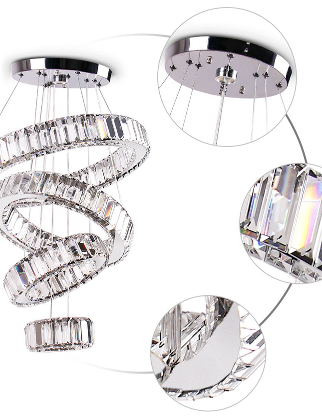 Modern Luxury 4-Ring Crystal Chandelier