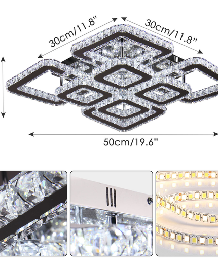 K9 Crystal LED Square Restaurant Ceiling Light