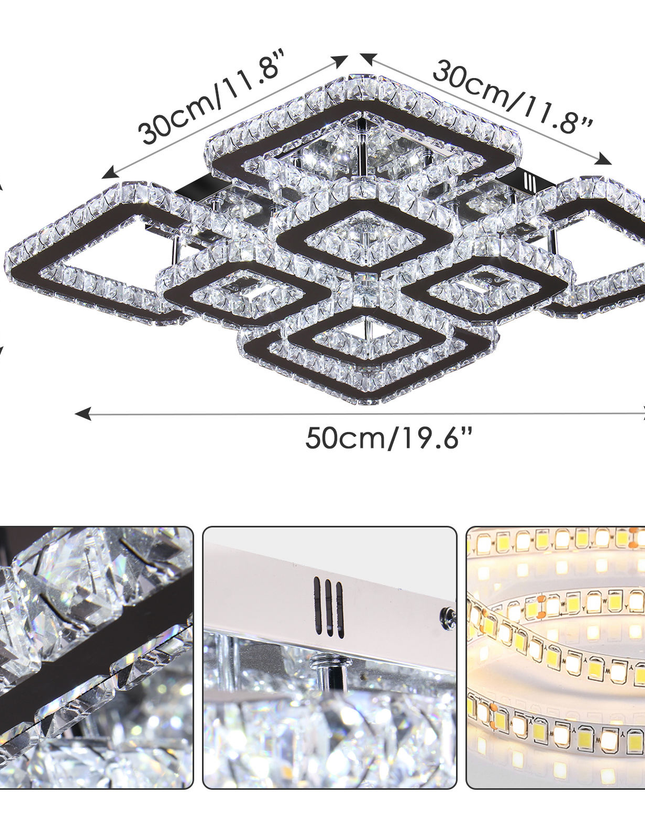 K9 Crystal LED Square Restaurant Ceiling Light