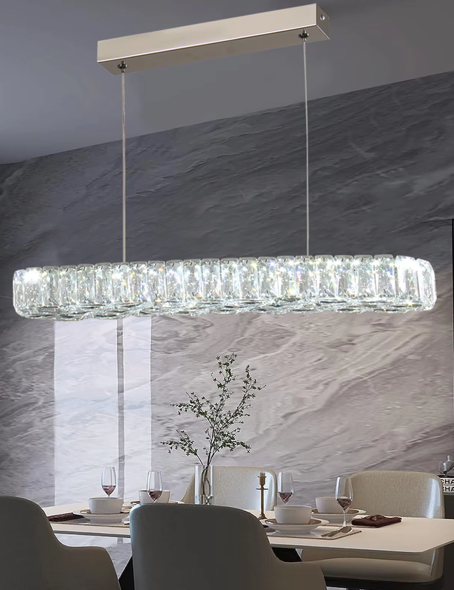 Suspended LED Crystal Line Chandelier