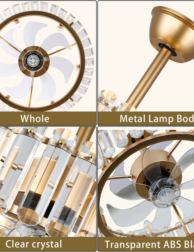 Goldene LED-Deckenventilatorleuchte E12 mit Fernbedienung