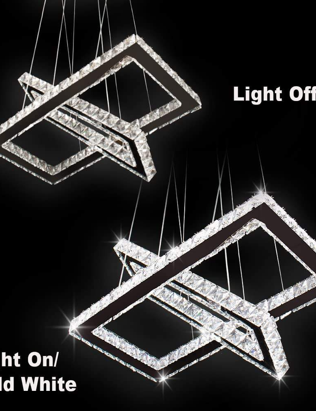 Ceiling Chandelier 2 Rectangular K9 Crystal