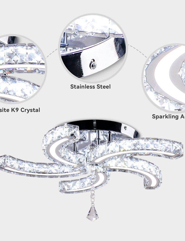 Luxury 5-Sickle Crystal Ceiling Light