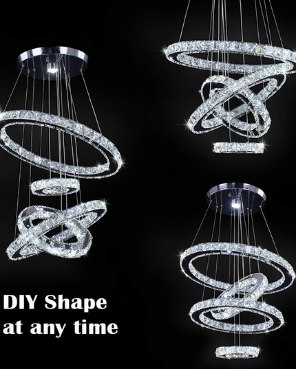 4-Ring Adjustable Modern Crystal LED Chandelier
