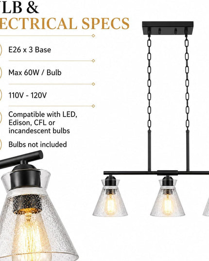 3-Light Adjustable Crystal Chandelier – Black