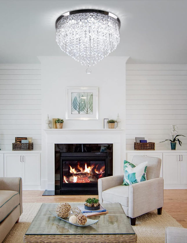 LED Crystal Flush Mount Ceiling Light – White Light