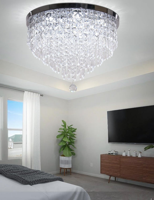 LED Crystal Flush Mount Ceiling Light – White Light