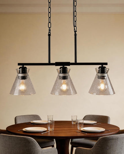 3-Light Adjustable Crystal Chandelier – Black
