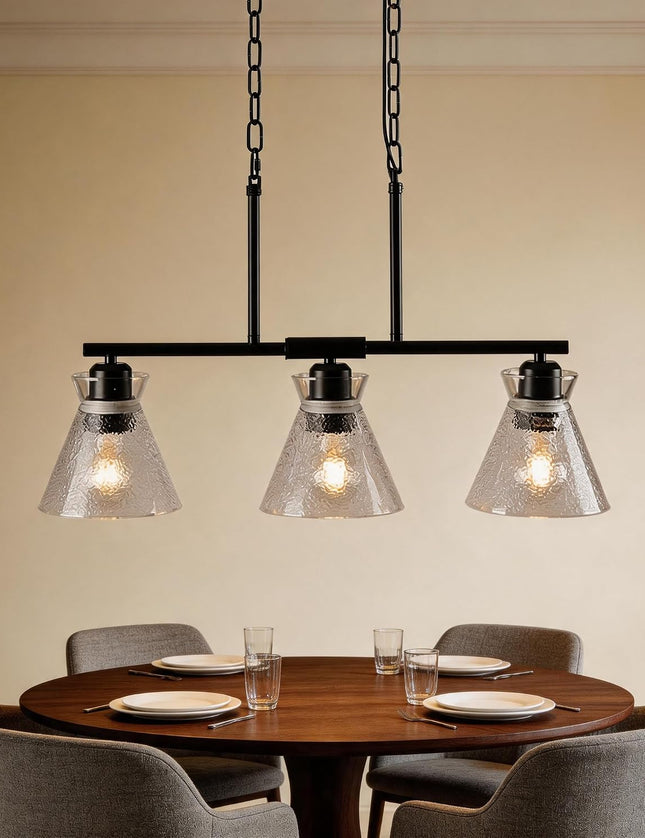 3-Light Adjustable Crystal Chandelier – Black