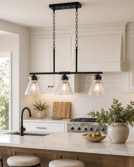 3-Light Adjustable Crystal Chandelier – Black
