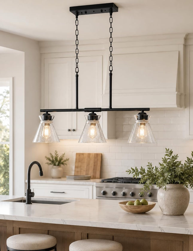 3-Light Adjustable Crystal Chandelier – Black