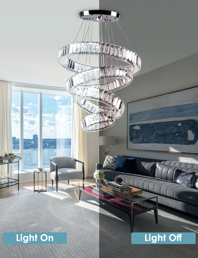 Modern Luxury 4-Ring Crystal Chandelier