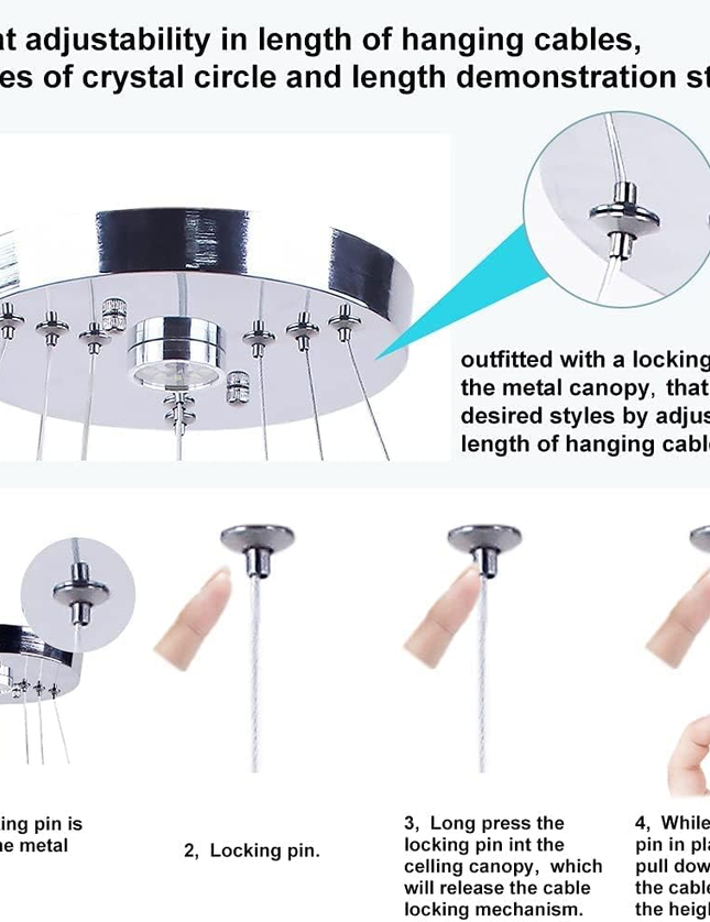 4-Ring Adjustable Modern Crystal LED Chandelier