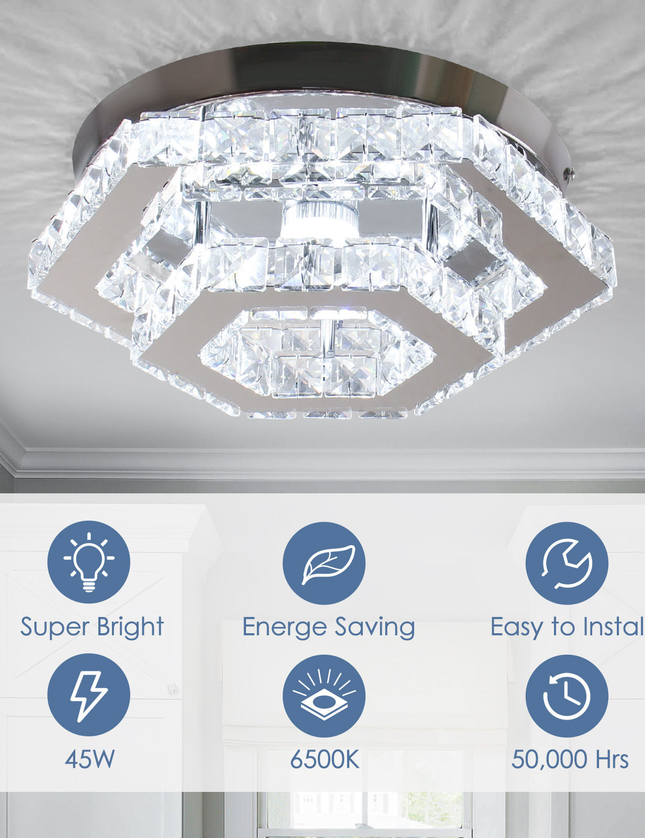 LED Crystal Lamp Double-Layer Polygonal Ceiling Light