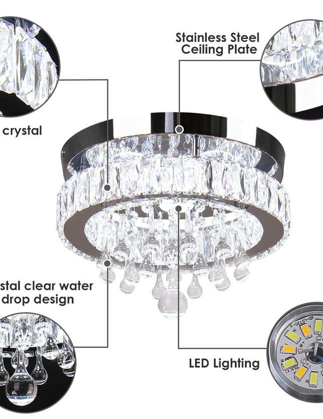 11.8'' Modern Luxury K9 Crystal LED Ceiling Lights