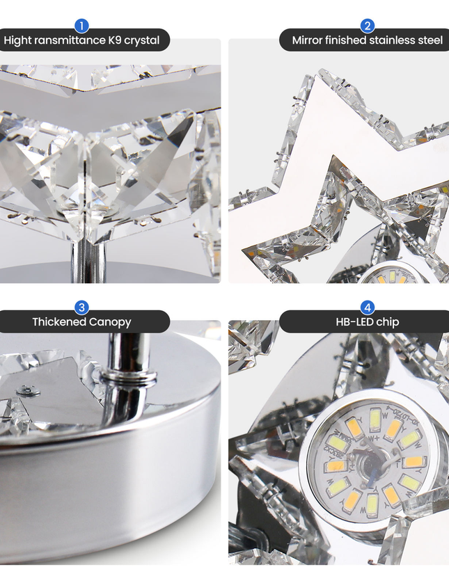 Luxury Crystal Chandelier Lights Star Design