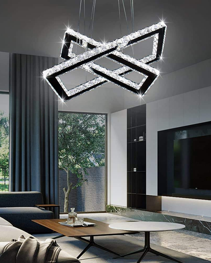 Ceiling Chandelier 2 Rectangular K9 Crystal