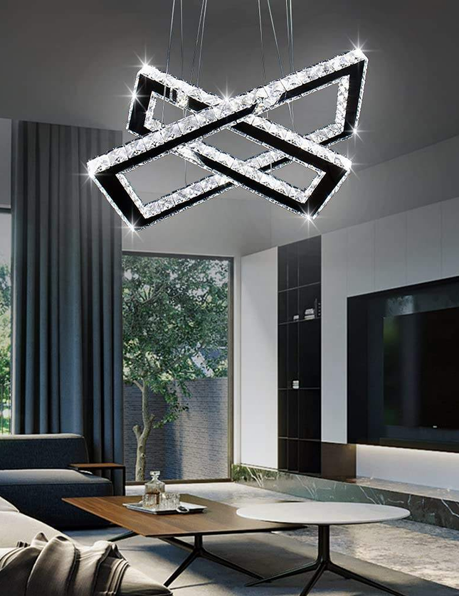 Ceiling Chandelier 2 Rectangular K9 Crystal