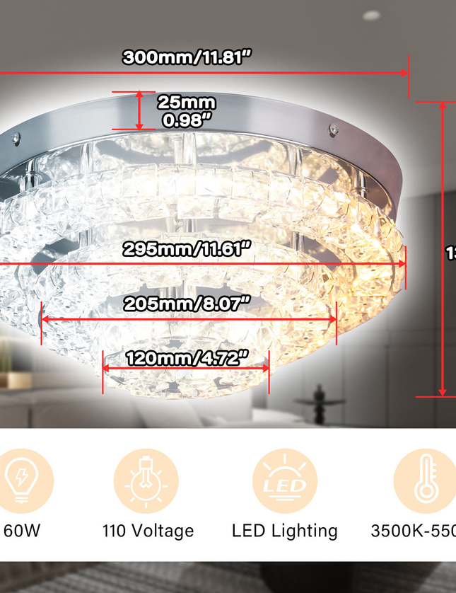 Round Ceiling Lights K9 Crystal Home Decor